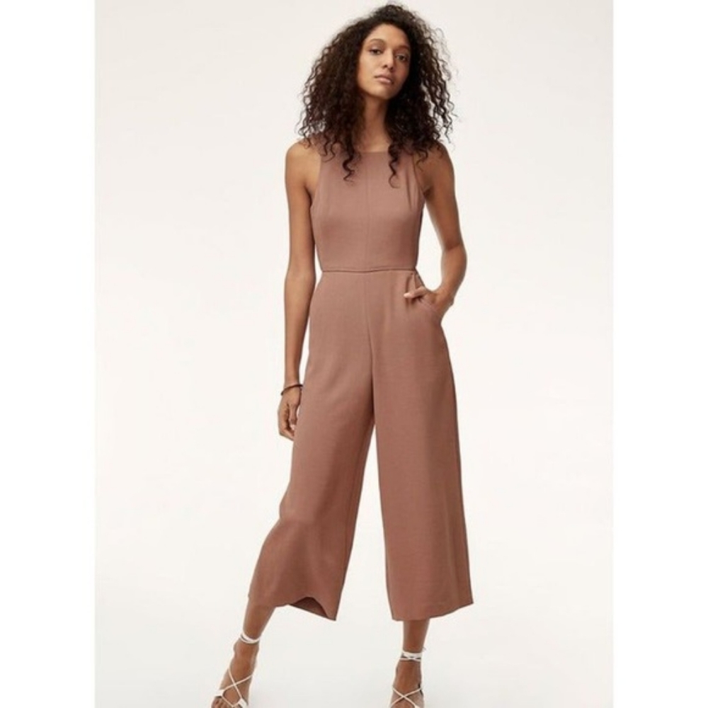 Aritzia Wilfred Ecoulement Crop Tie Back Jumpsuit in Blush Pink, Size 2